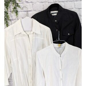 LINEN LOT 3!🌿Saint Tropez West Women 1X Shacket Lightweight Blouse Tunic Shirts